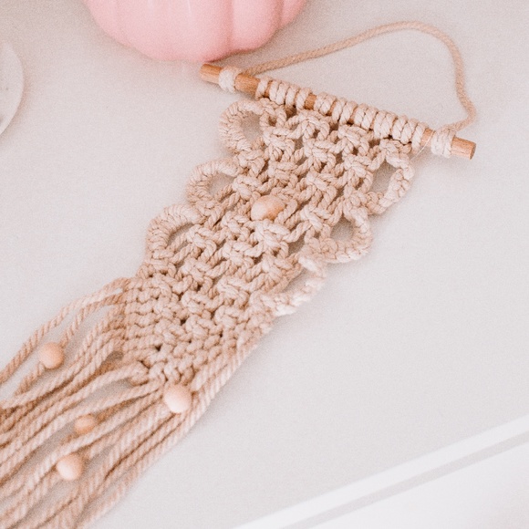 Handmade Woven Beaded Macrame Wall Hanging - Picture 3 of 4